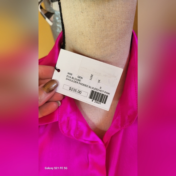 Generation Love Pink Eva Sleeveless Shoulder padded Button Down Sz. Sm NWT - Picture 11 of 13